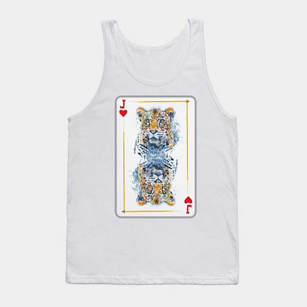 Leopard Head Jack Of Hearts Playing Card Tank Top by Marian Voicu